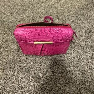 Brahmin Pink Embossed Leather Crossbody Bag Croc